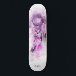 *~* Dream Catcher . Sacred Boho Tribal Shamanic Skateboard<br><div class="desc">* Western BOHO American Watercolor Abstract Dream Catcher Journey with lovely Feathers as a Shamanic symbol for a Native American Spiritual Healer or BOHEMIAM design. * . *** The colours are mostly PURPLE and MAGENTA on WHITE. This spirit based esoteric popular boho creative abstract modern dreamcatcher and feathers design will...</div>