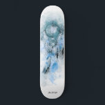 *~* Dream Catcher Sacred Tribal Shamanic Boho  Skateboard<br><div class="desc">* Western BOHO American Watercolor Abstract Dream Catcher Journey with lovely Feathers as a Shamanic symbol for a Native American Spiritual Healer or BOHEMIAM design. * . *** The colours are mostly MUTE TEAL and TURQUOISE on WHITE. This spirit based esoteric popular boho creative abstract modern dreamcatcher and feathers design...</div>