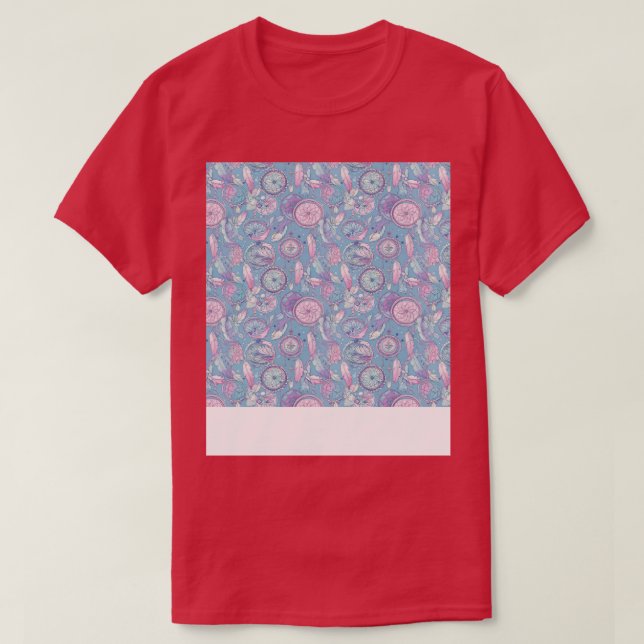 Dream Catcher Seamless Pattern Bohemian Hippie Eth T-Shirt (Design Front)