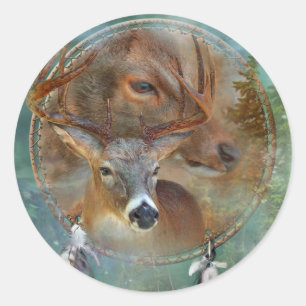 Dream Catcher Series-Spirit Of The Deer Art Sticke Classic Round Sticker