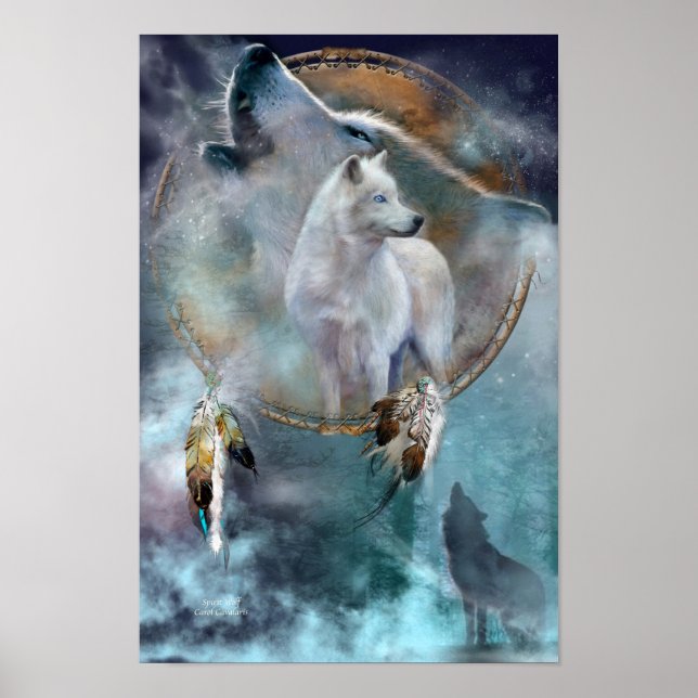 Dream Catcher Series-Spirit Wolf Poster/Print Poster (Front)