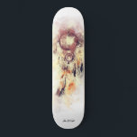 *~* Dream Catcher Shaman Sacred Tribal Shamanic Skateboard<br><div class="desc">* Western BOHO American Watercolor Abstract Dream Catcher Journey with lovely Feathers as a Shamanic symbol for a Native American Spiritual Healer or BOHEMIAM design. * . *** The colours are Pink stain as well as Eggplant purple and grey. This spirit based esoteric popular boho creative abstract modern dreamcatcher and...</div>