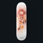 *~* Dream Catcher Shaman Sacred Tribal . Shamanic Skateboard<br><div class="desc">* Western BOHO American Watercolor Abstract Dream Catcher Journey with lovely Feathers as a Shamanic symbol for a Native American Spiritual Healer or BOHEMIAM design. * . *** The colours are Pink stain as well as RUST , PEACH , Salmon and grey. This spirit based esoteric popular boho creative abstract...</div>