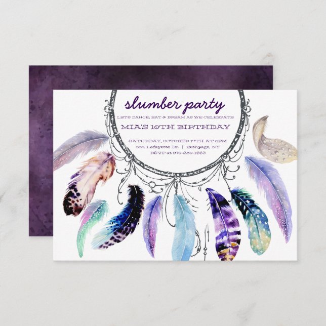 Dream-catcher Slumber Party Invitation (Front/Back)