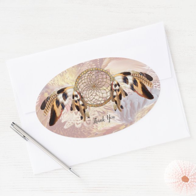 Dream Catcher Stationary Oval Sticker (Envelope)