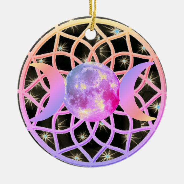 Dream Catcher Triple Goddess Ceramic Tree Decoration (Front)