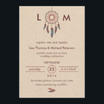 Dream Catcher Wedding Invitation<br><div class="desc">This modern invitation is ideal to celebrate a wedding with a Native American theme. It features a dream catcher on the top, a soft textured background and couple of feathers on the bottom. This design is elegant, eye-catching and clean with a natural feel to it. Add your own event details....</div>
