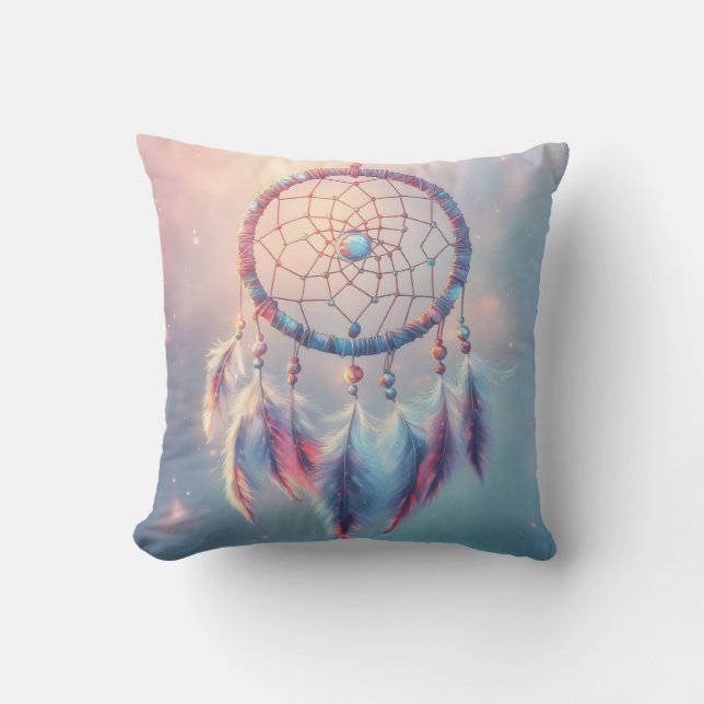 Dream Catcher with Soft Feathers and Beads Cushion (Front)