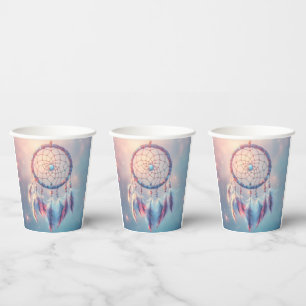 Dream Catcher with Soft Feathers and Beads Paper Cups