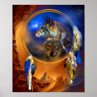 Dream Catcher - Wolf Dreams Art Poster/Print