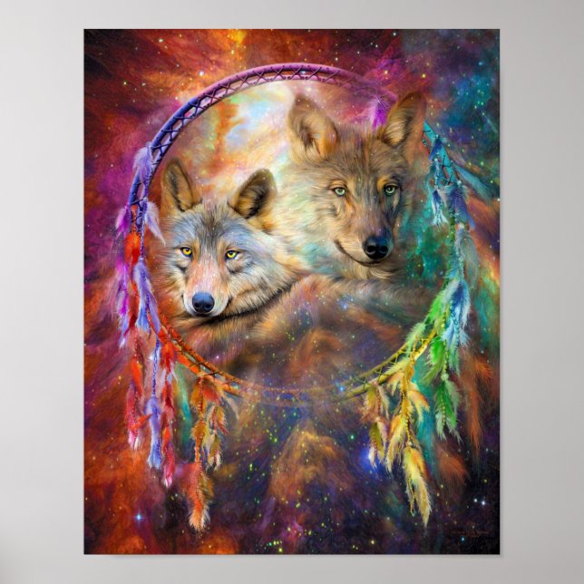 Dream Catcher - Wolf Spirits Art Poster/Print Poster (Front)