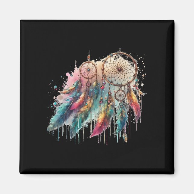 dream catchers and multicolored feathers magnet (Front)