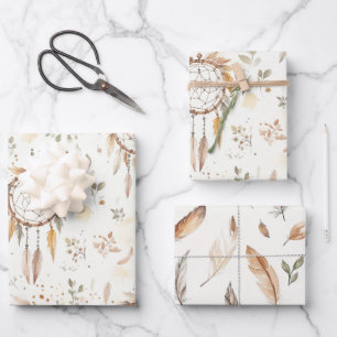 Dream Catchers Feathers Birthday Wrapping Paper Sheet