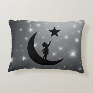Dream Chaser Cute Minimalist Moon and Star Design Decorative Cushion