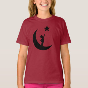 Dream Chaser Cute Minimalist Moon and Star Design T-Shirt