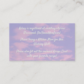 Dream Clouds Lover Bridal Shower Enclosure Card