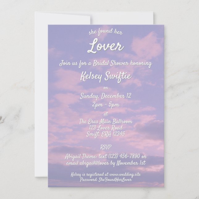 Dream Clouds Lover Bridal Shower Invite (Front)