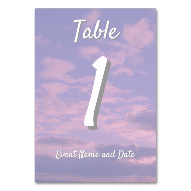Dream Clouds Lover Theme Table Number (Front)