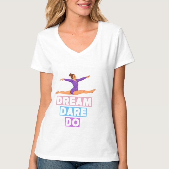 Dream Dare Do – Gymnastics V-Neck T-Shirt  (Front)
