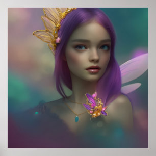 Dream fantasy Sweet Fairy Girl purple pink Poster