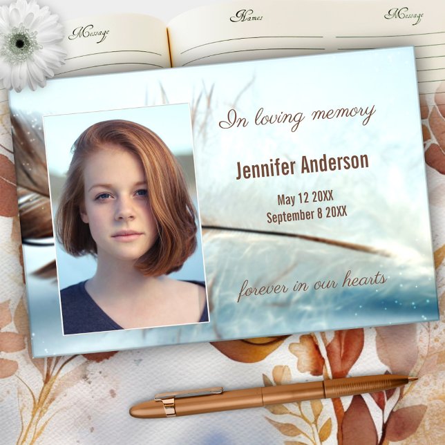 Dream Feather Funeral Memorial Photo Guest Book (Creator Uploaded)