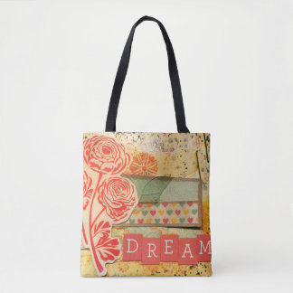 Dream Floral Collage Canvas Tote Bag