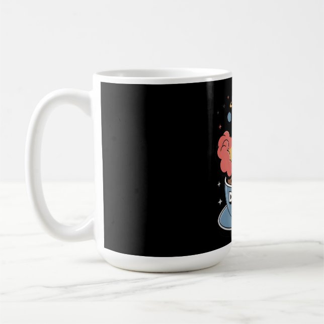 Dream Fuel Graphic: Rocket Launching from Coffee  Mug (Left)