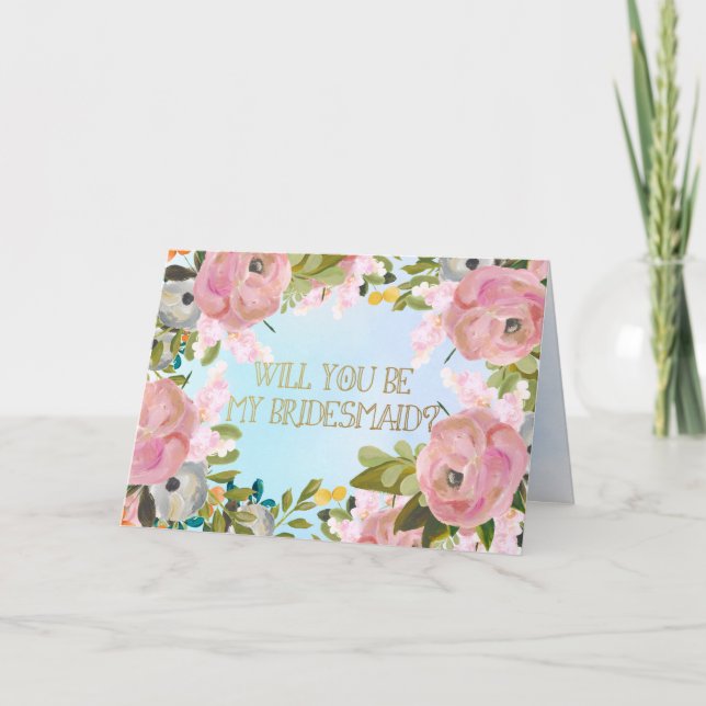 Dream Garden Floral Custom Bridesmaid Request Invitation (Front)