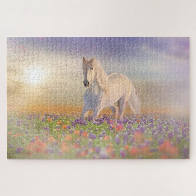 Dream horse running through flowers jigsaw puzzle (Horizontal)