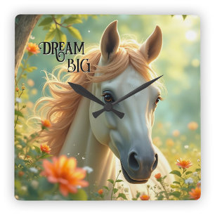 Dream Horse Summer Time Square Wall Clock