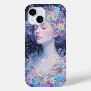 Dream in Bloom – Floral Fantasy Portrait iPhone 15 Case