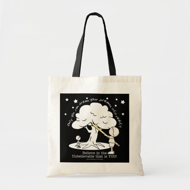 Dream Into Reality-Little Boy, Big Dreams Logo Tote Bag (Front)