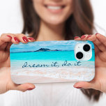 Dream It Do It Blue Ocean Hawaii Sandy Beach Photo iPhone 15 Case<br><div class="desc">“Dream it, do it.” Remind yourself of the fresh salt smell of the ocean air whenever you use this stunning, vibrantly-coloured photo cell phone case. Exhale and explore the solitude of an empty Hawaiian beach. Makes a great gift for someone special! You can easily personalise this cell phone case plus...</div>