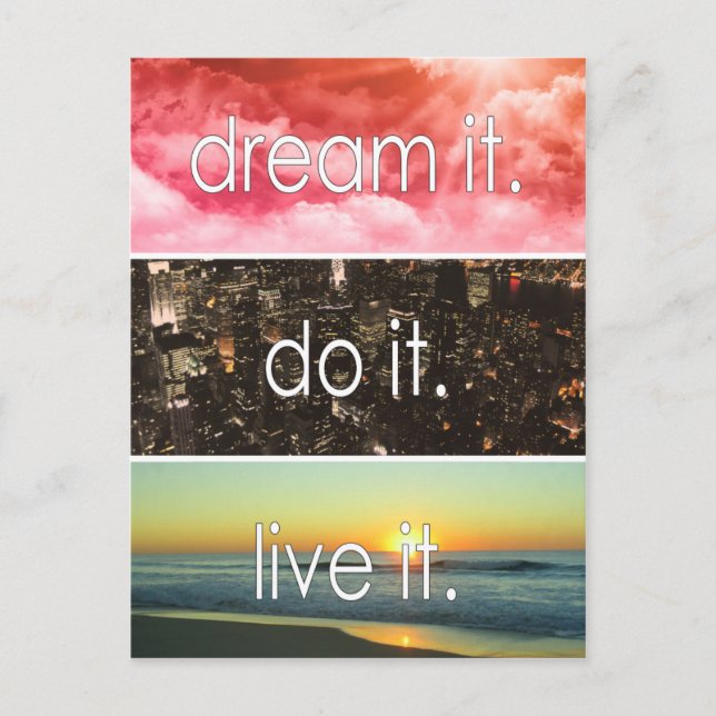 Dream It Do It Live It Motivational Quote Postcard (Front)