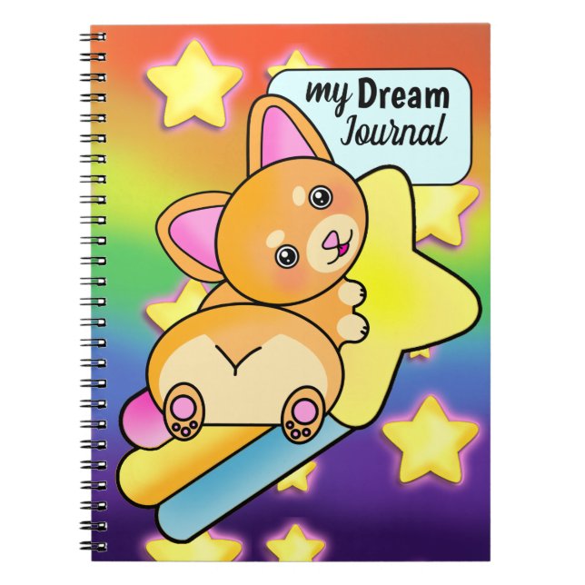 Dream Journal with Happy Corgi on Shooting Star (Front)
