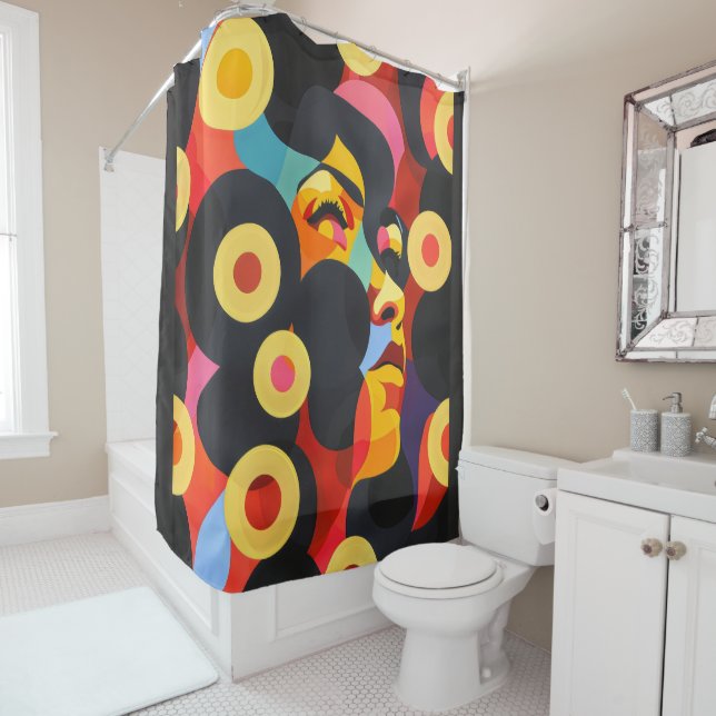Dream lady orange yellow shower curtain (In Situ)