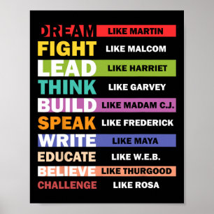 Dream Like Martin Lead Like Harriet Black History  Poster