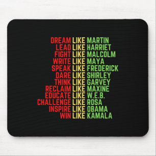 Dream Like Martin Men Women Boys Girls Black Histo Mouse Pad