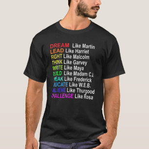 Dream Like Martin Men Women Boys Girls Black Histo T-Shirt