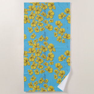 Dream lineart flowers for UKRAINE Beach Towel