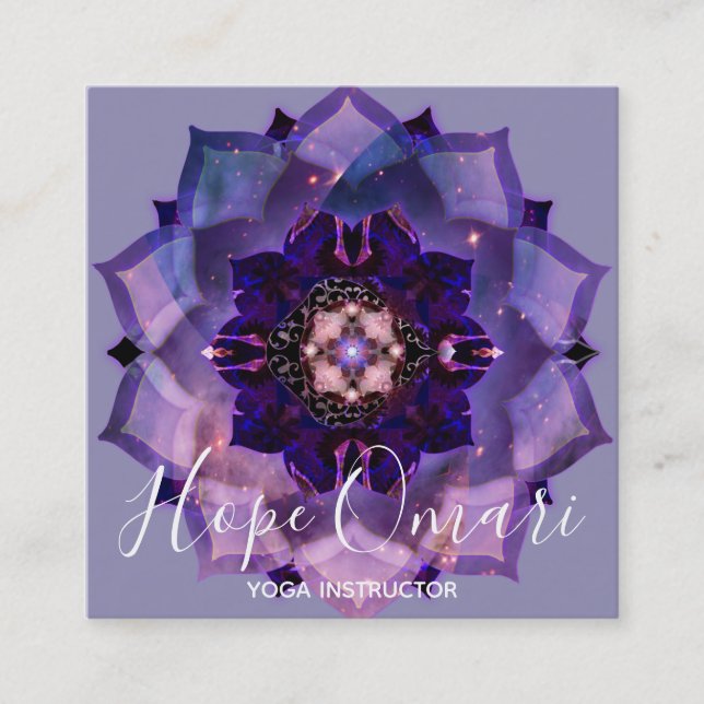 Dream Lotus Meditation Mandala Square Business Card (Front)