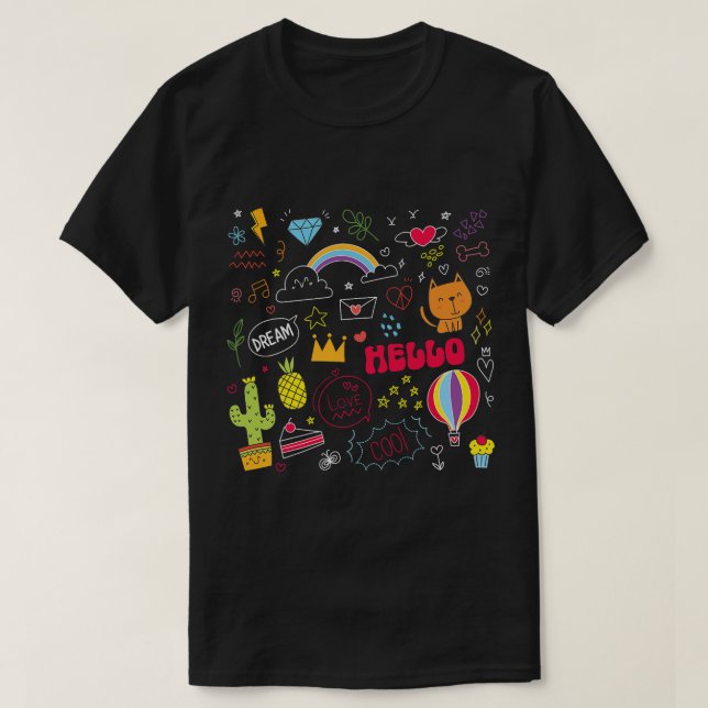 Dream Love Hello Visual Drawing Doodle Art T-Shirt (Design Front)