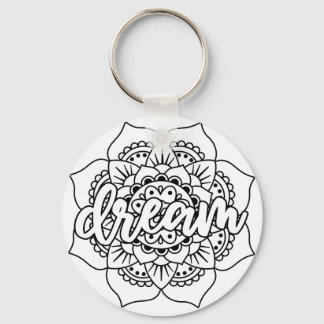Dream Mandala Black & White Key Ring