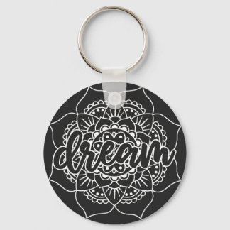 Dream Mandala in White Key Ring