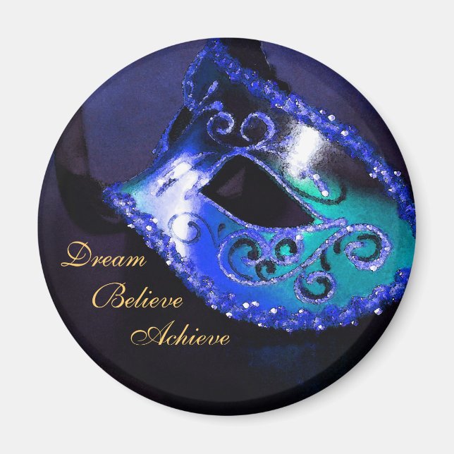 Dream Motivational Masquerade Mask Blue Magnet (Front)