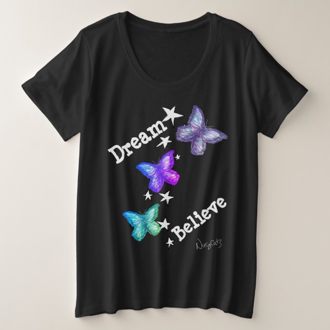 Dream N Butterflies Plus Size T-Shirt (Design Front)