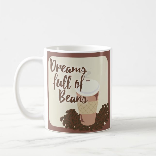 Dream of Coffee Beans Cute Java Illustration  Mug (Left)