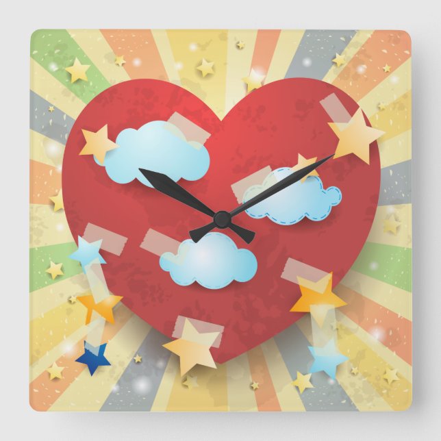 Dream of Love Square Wall Clock (Front)