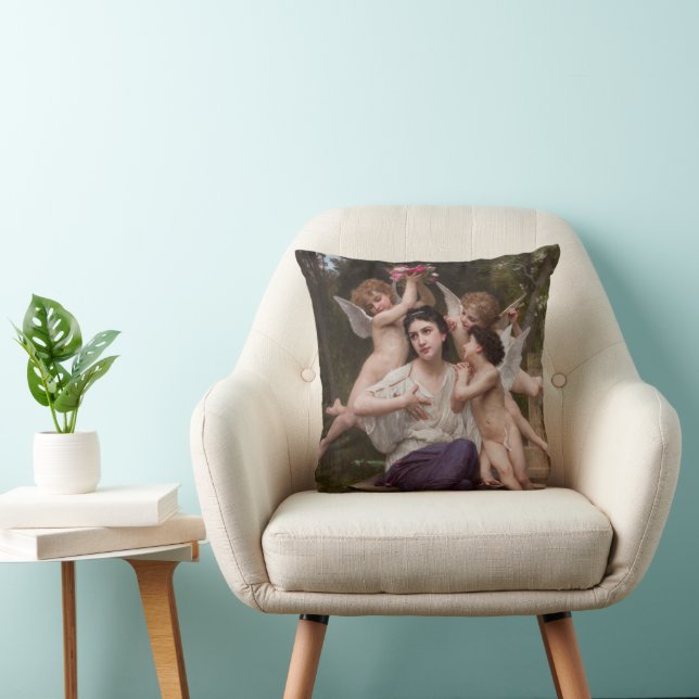 Dream of Spring, Rêve de Printemps by Bouguereau Cushion (Chair)