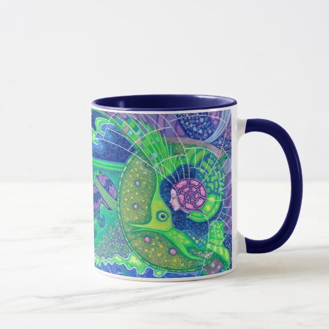 Dream of the full moon surreal art mermaid fantasy mug (Right)